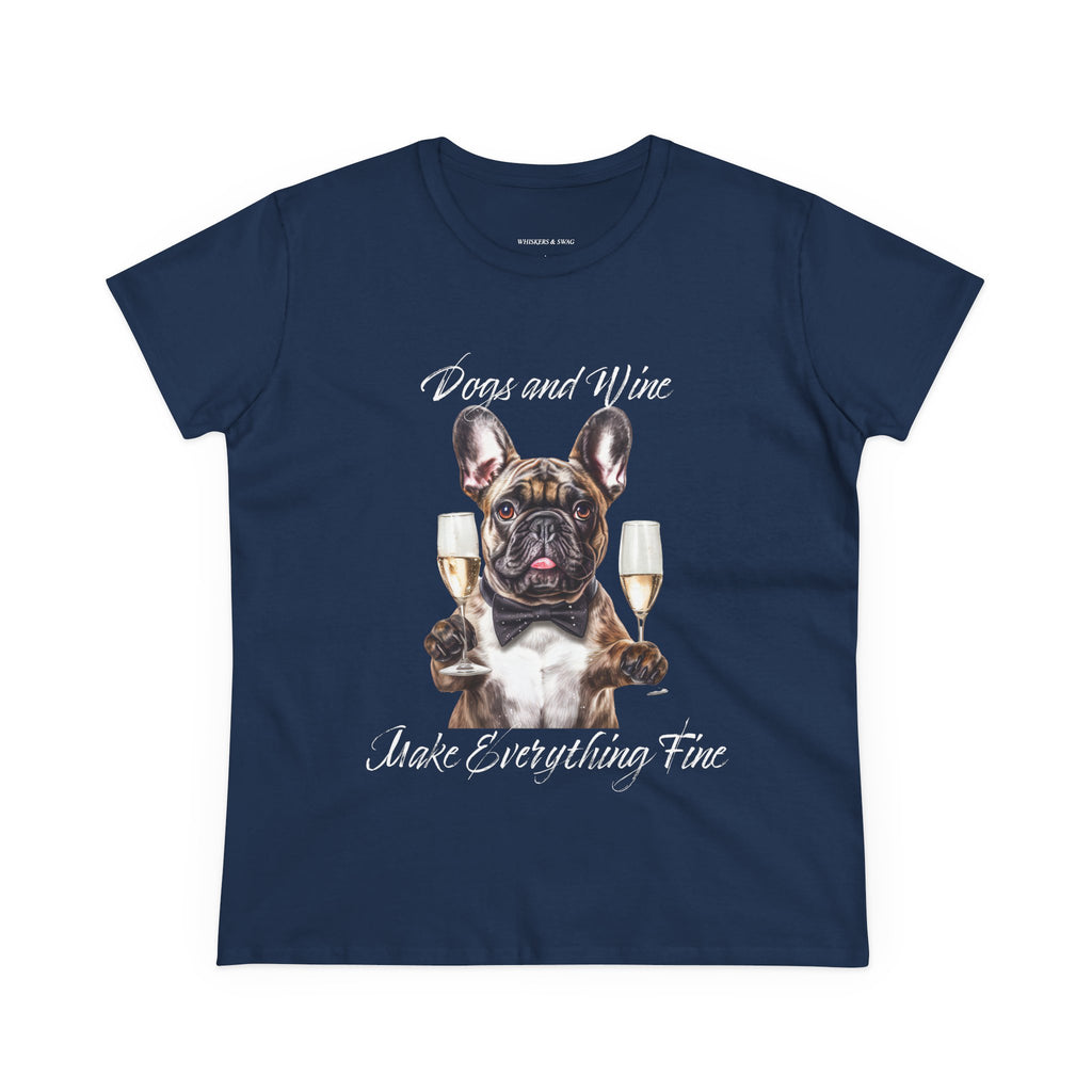 Tee French Bulldog Drinking Wine