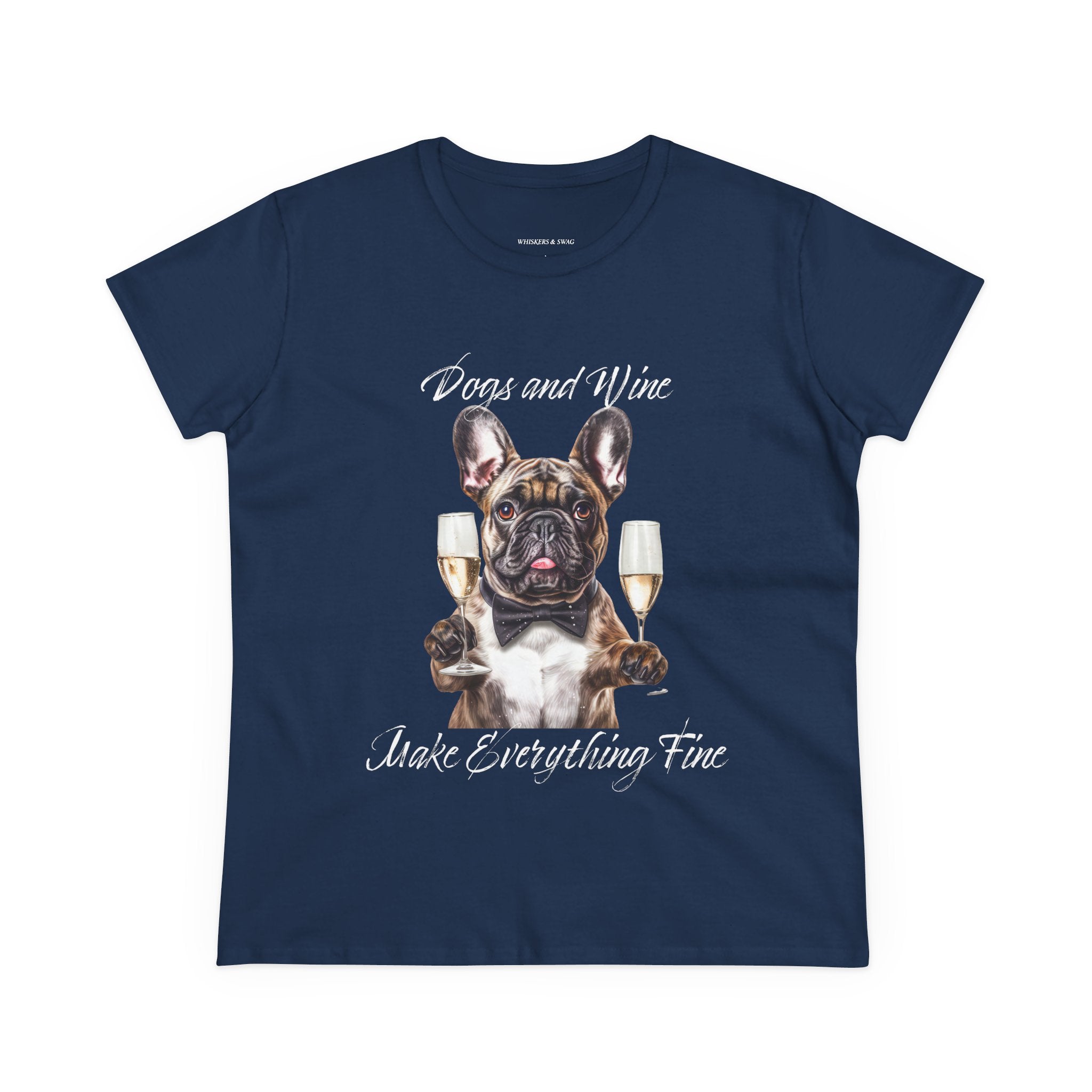 Tee French Bulldog Drinking Wine