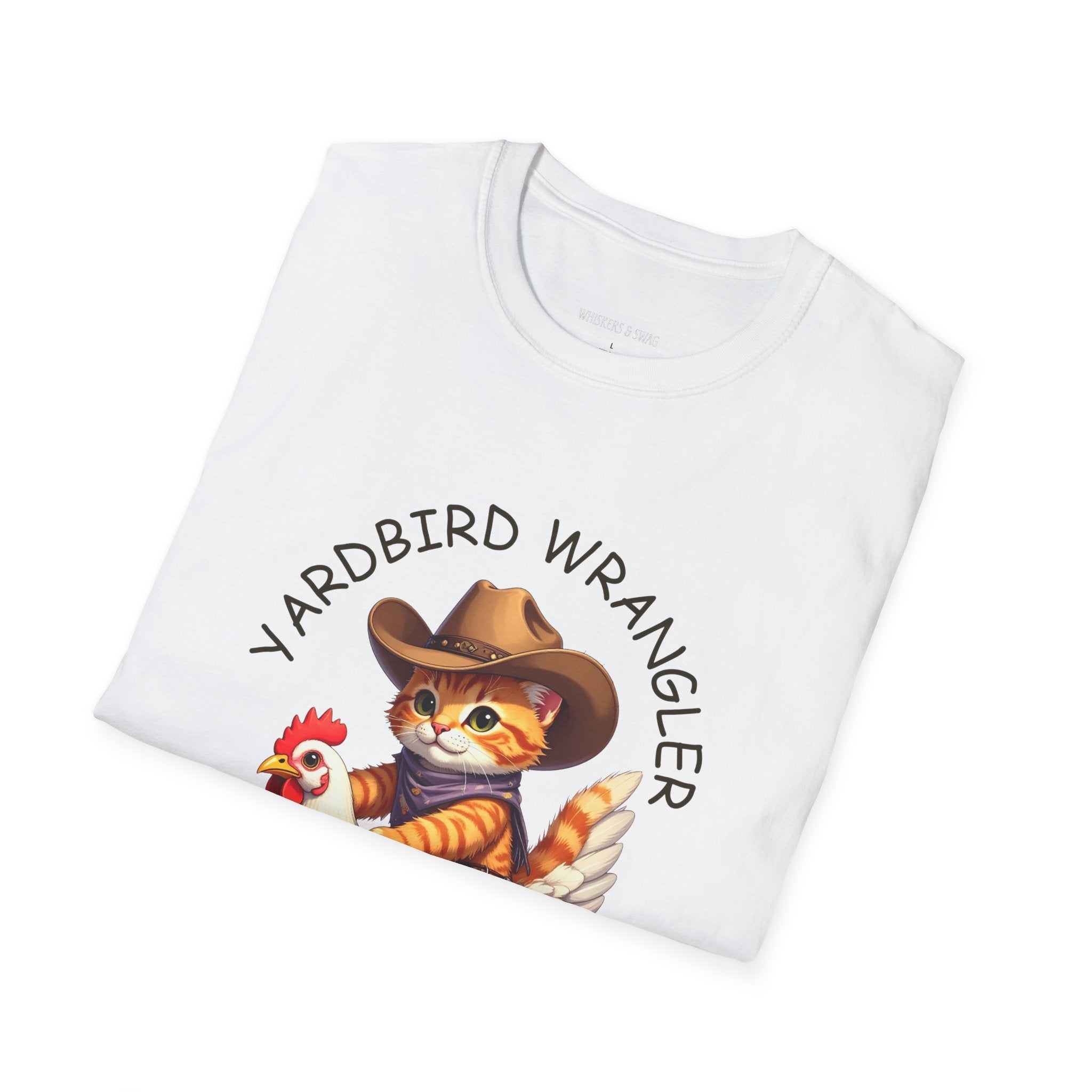 Chicken Wrangler T-Shirt — Cute Cowboy Cat Riding Chicken Graphic Tee