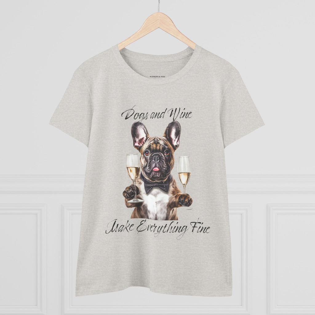 Tee French Bulldog Drinking Wine