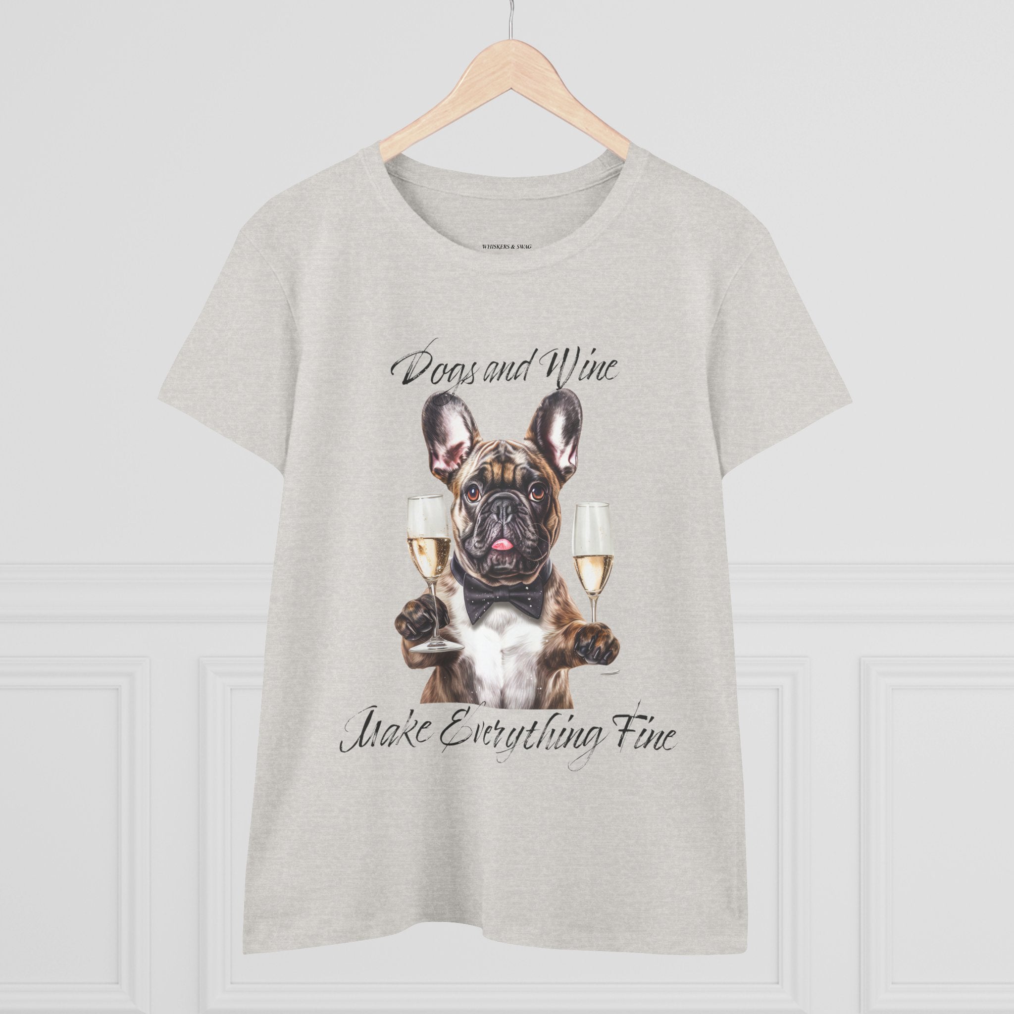 Tee French Bulldog Drinking Wine