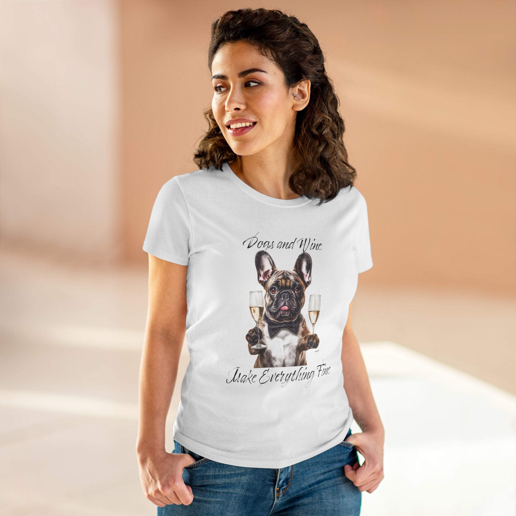 Tee French Bulldog Drinking Wine