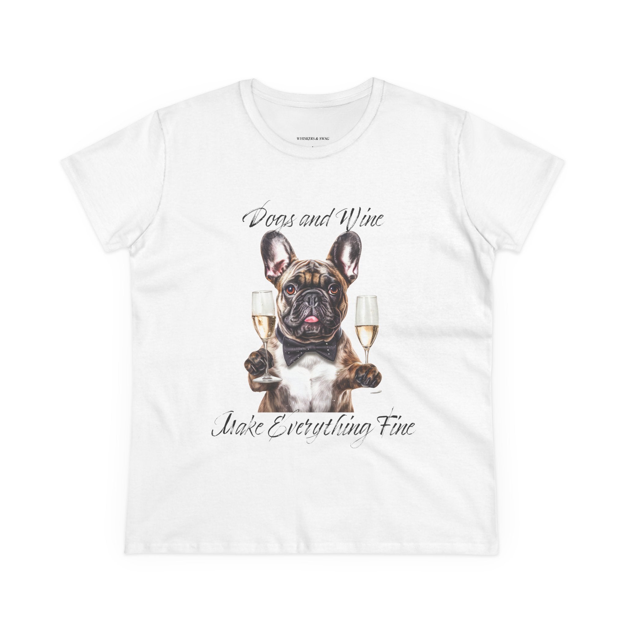 Tee French Bulldog Drinking Wine