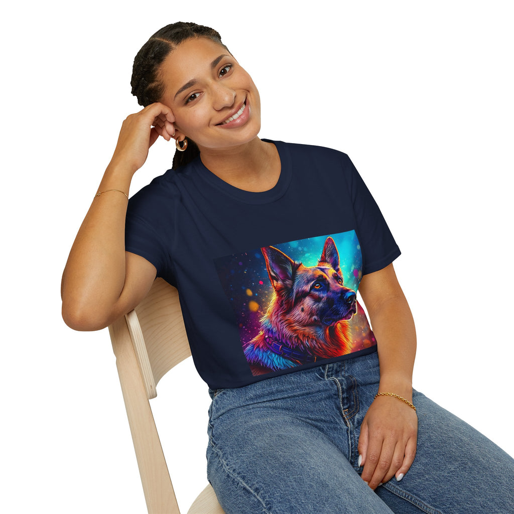 Neon German Shepherd T-Shirt — Colorful Pop Art Dog Tee