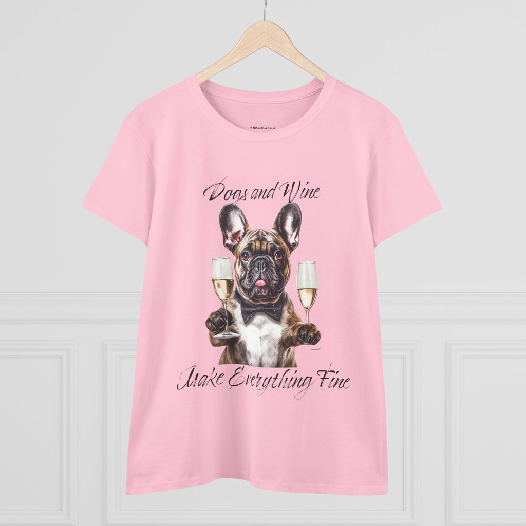 Tee French Bulldog Drinking Wine