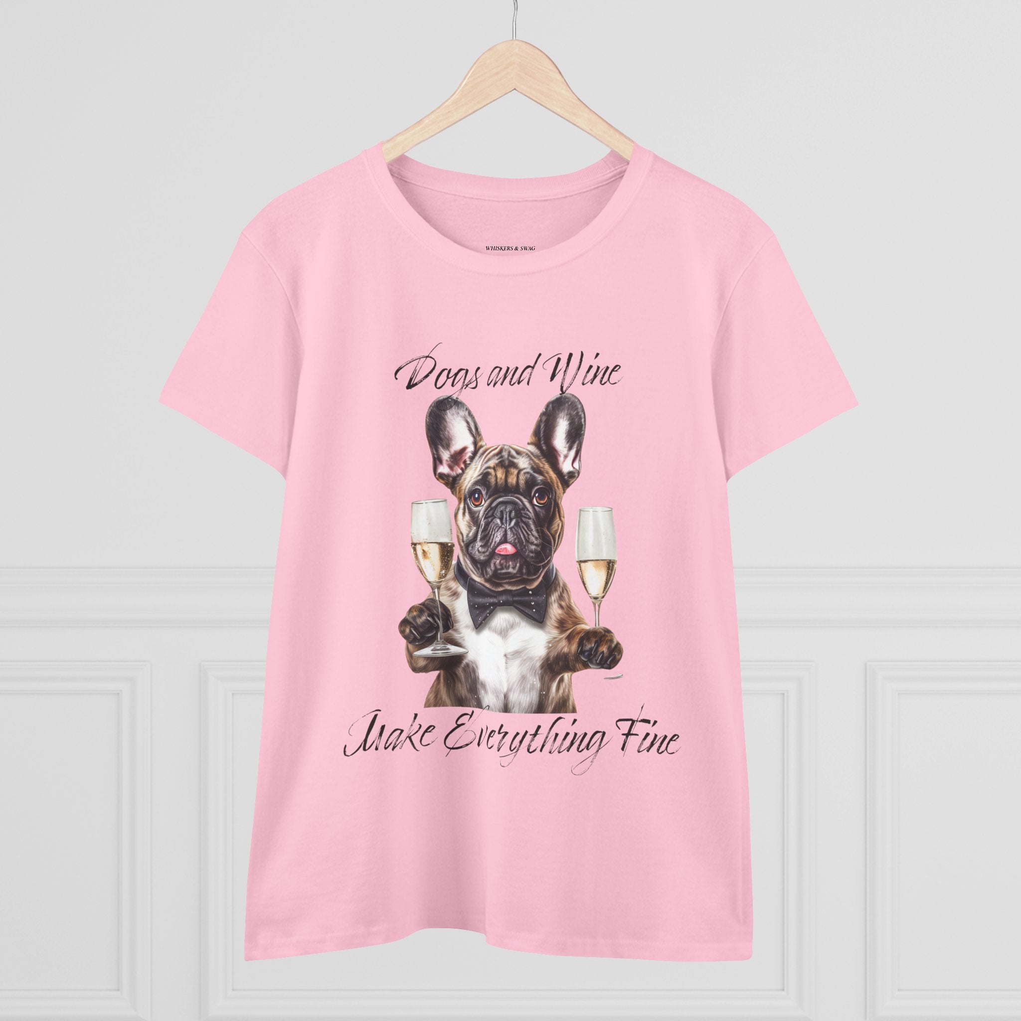 Tee French Bulldog Drinking Wine