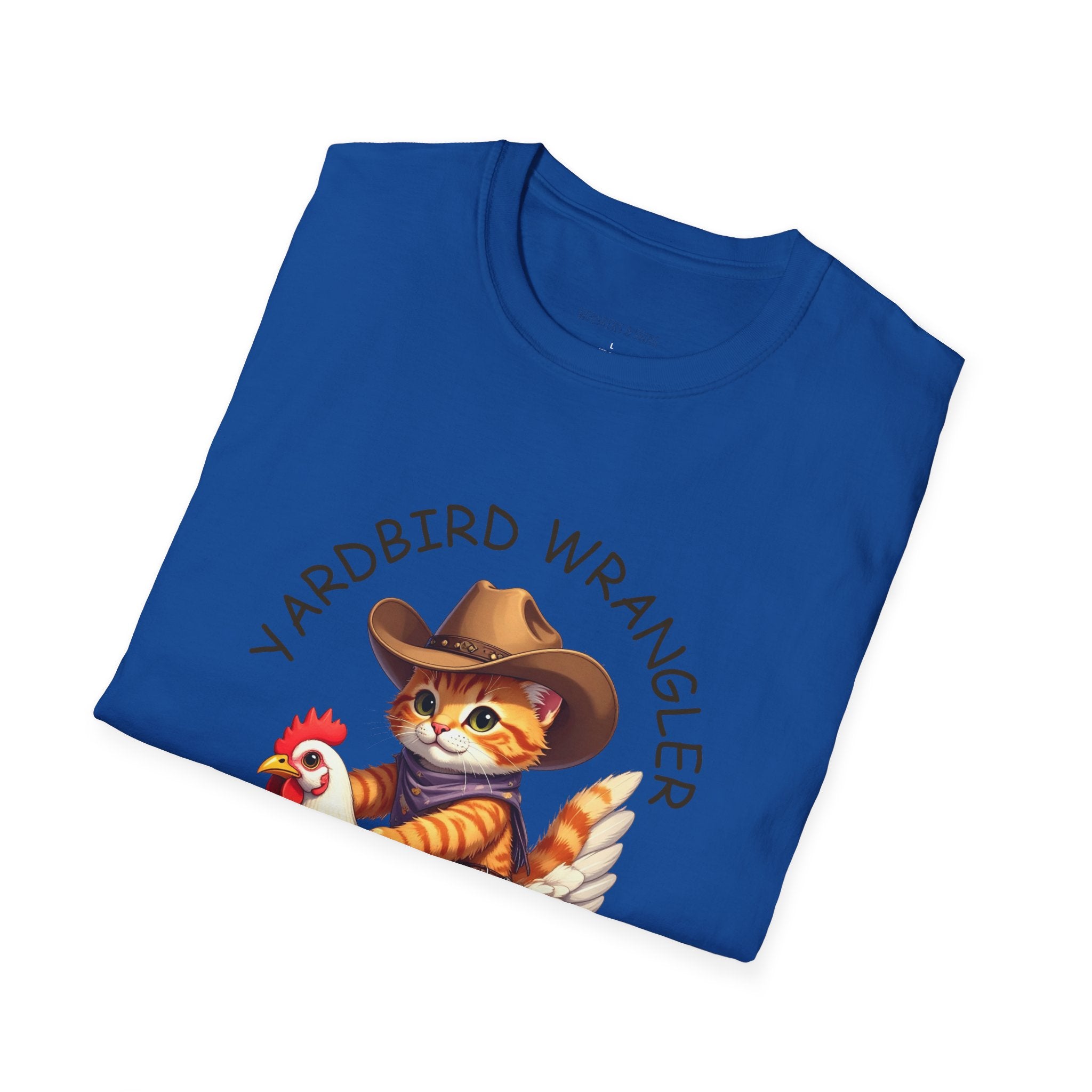 Chicken Wrangler T-Shirt — Cute Cowboy Cat Riding Chicken Graphic Tee