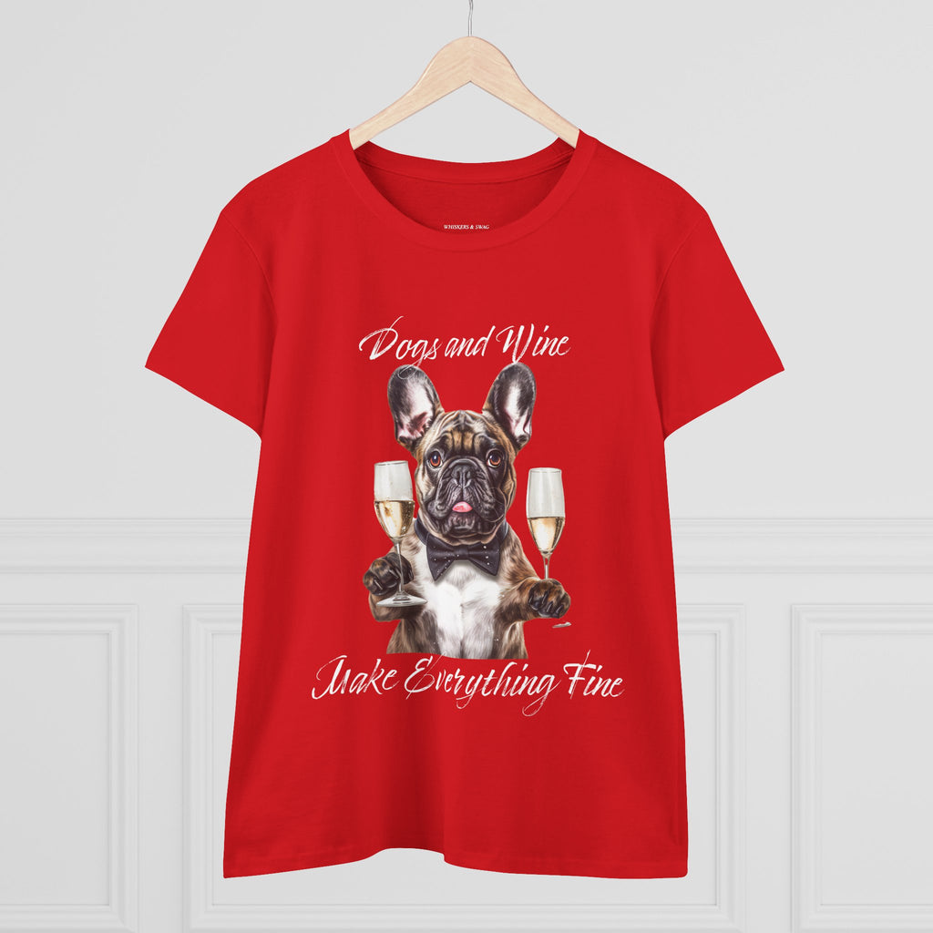 Tee French Bulldog Drinking Wine