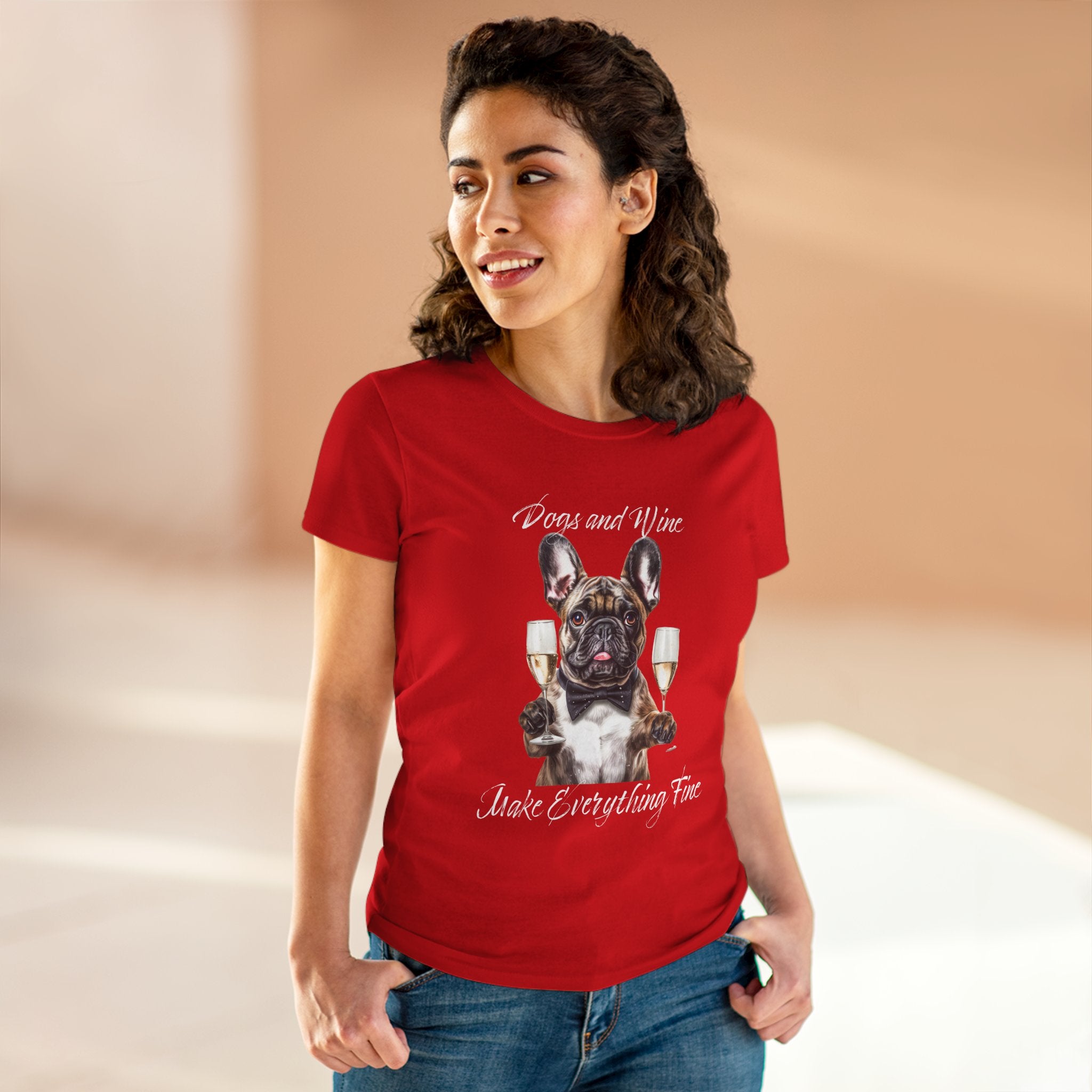 Tee French Bulldog Drinking Wine