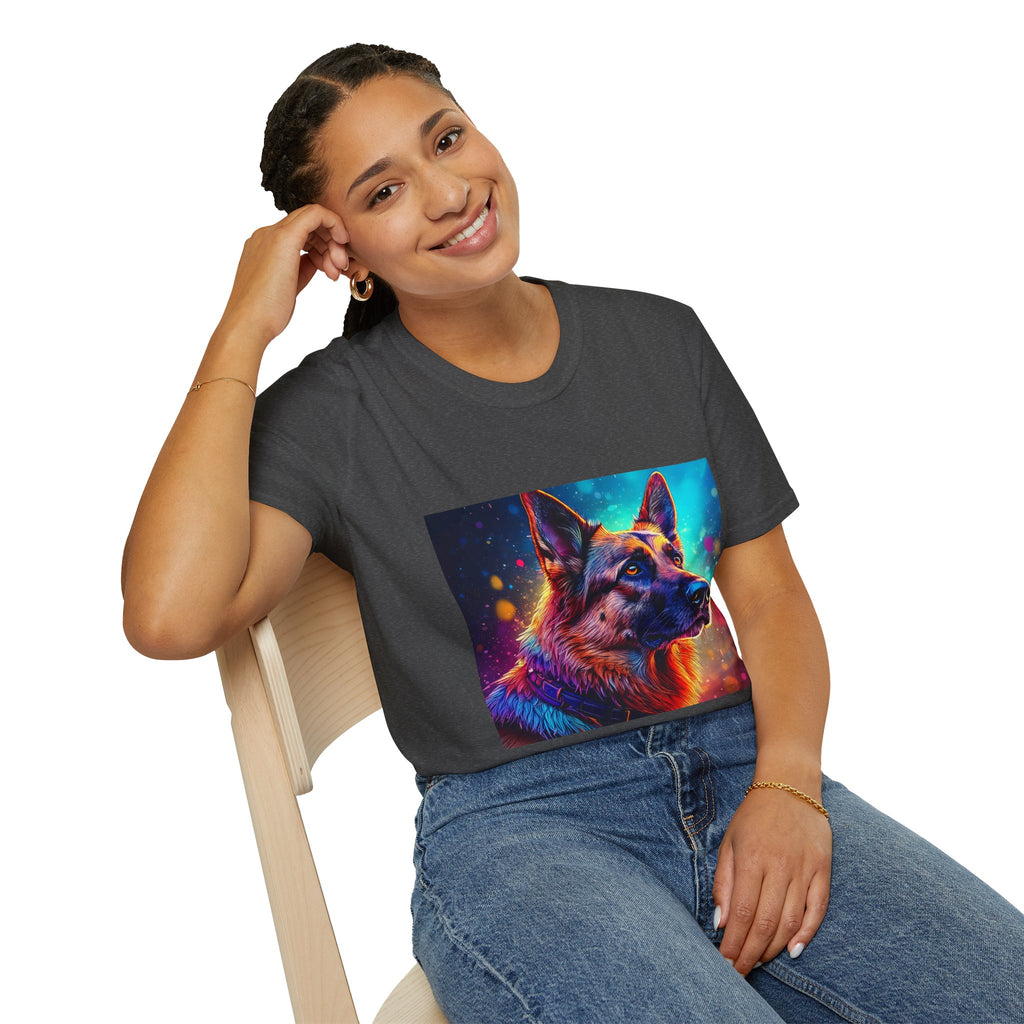 Neon German Shepherd T-Shirt — Colorful Pop Art Dog Tee