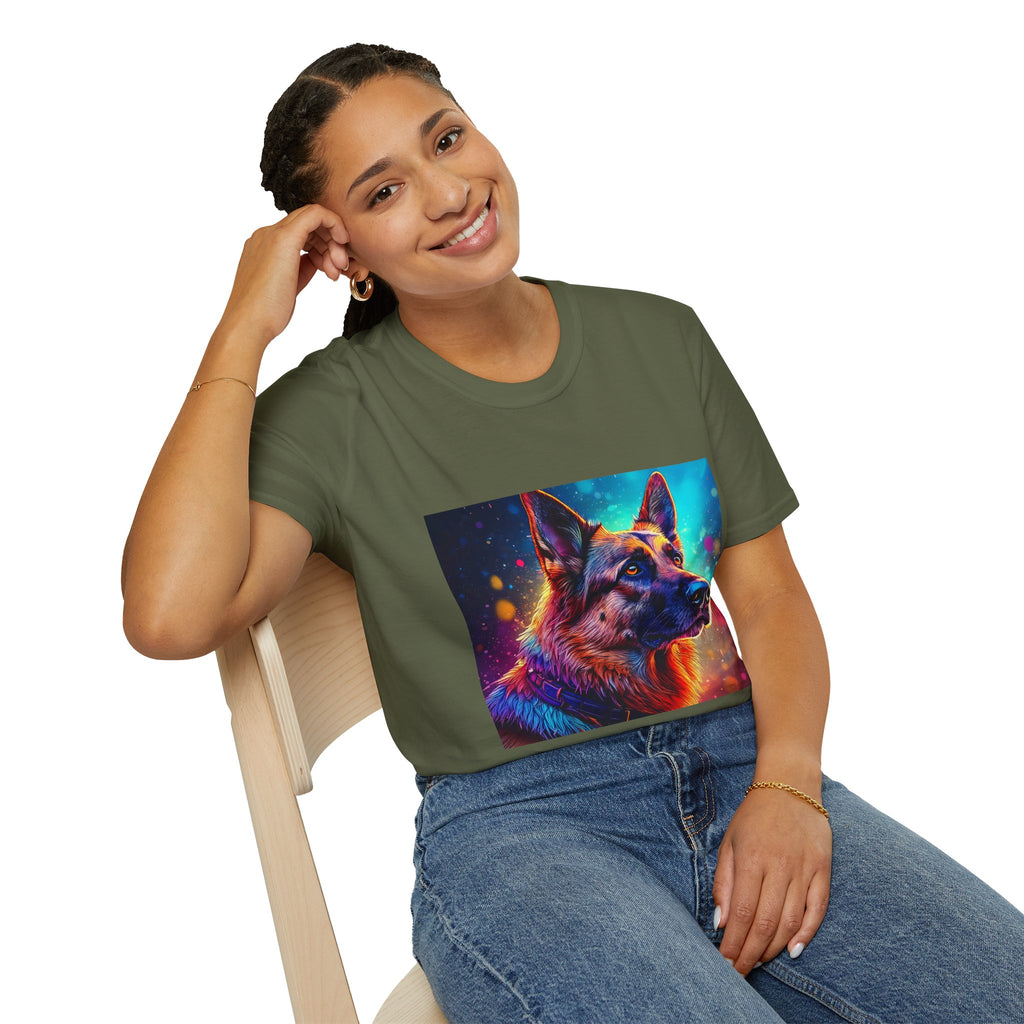 Neon German Shepherd T-Shirt — Colorful Pop Art Dog Tee