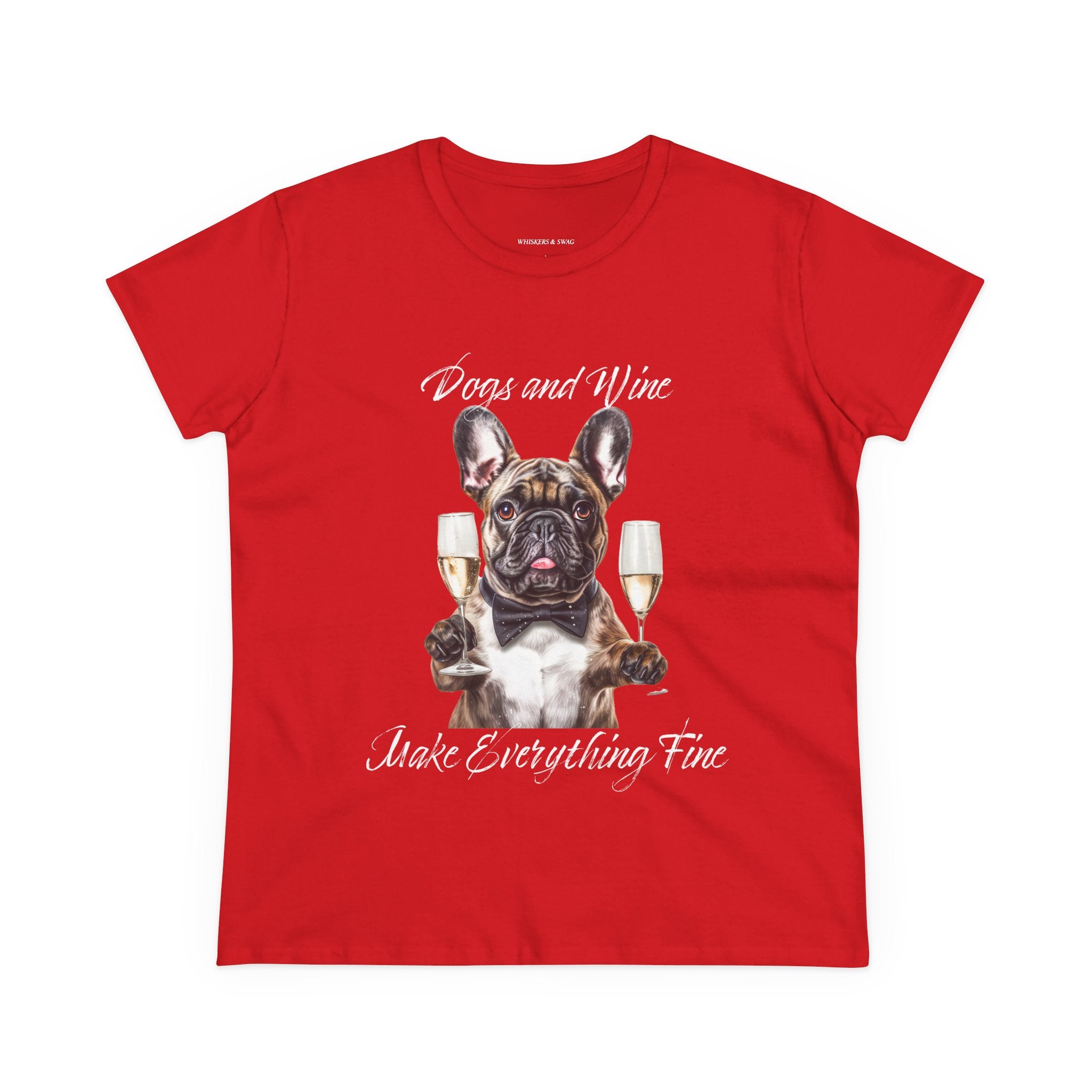Tee French Bulldog Drinking Wine