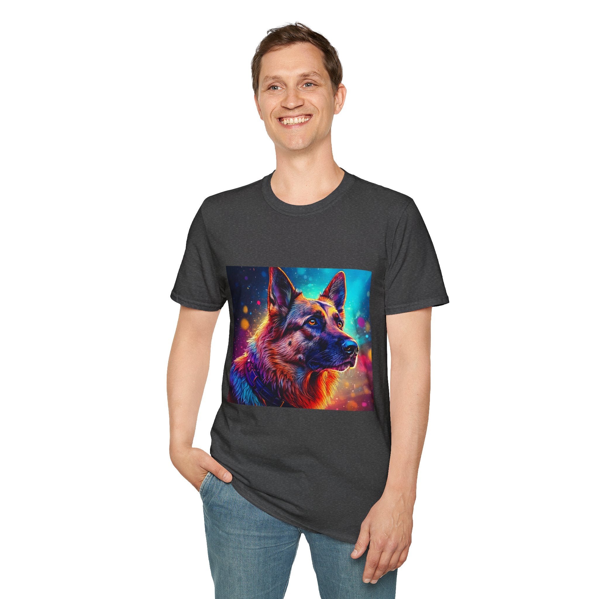 Neon German Shepherd T-Shirt — Colorful Pop Art Dog Tee
