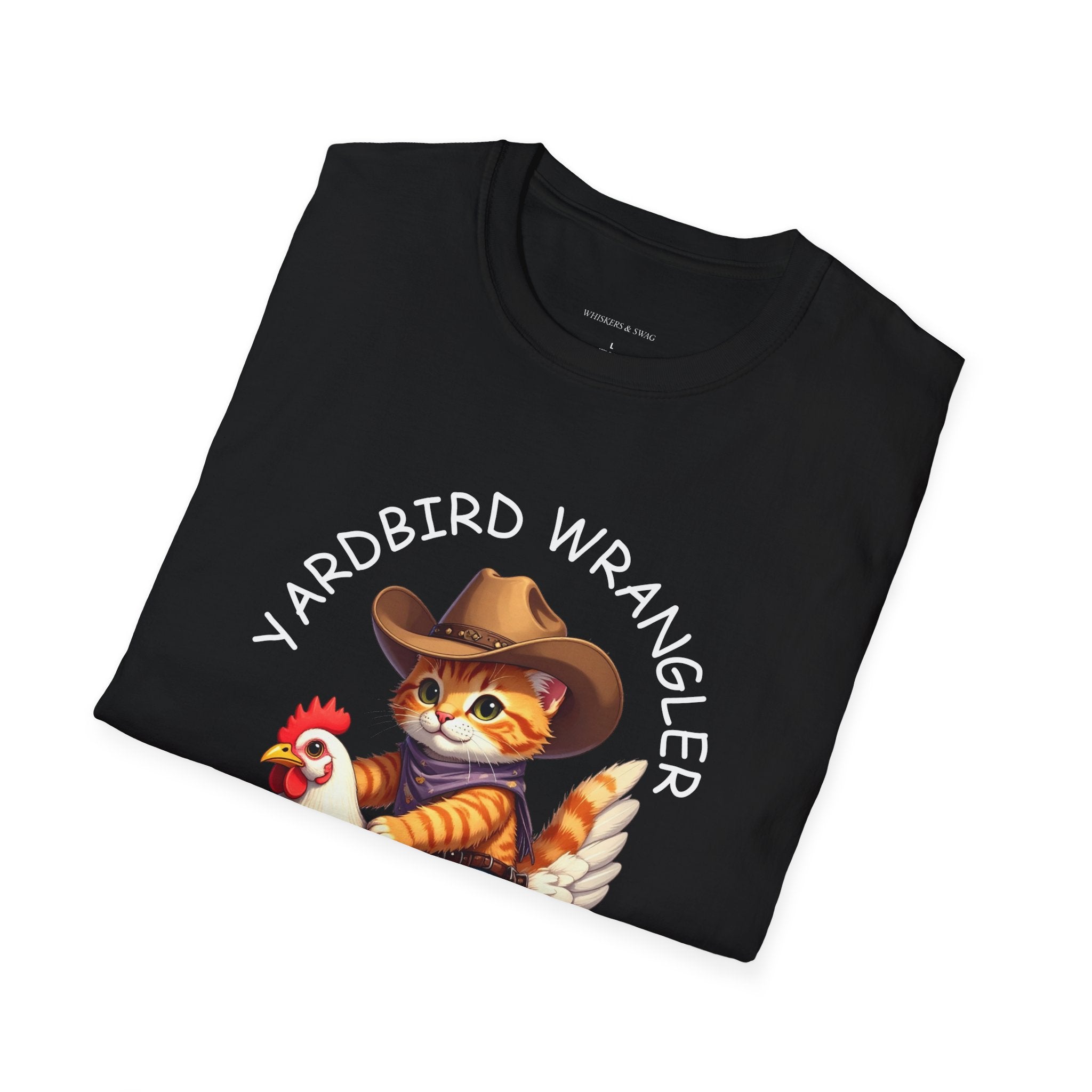 Chicken Wrangler T-Shirt — Cute Cowboy Cat Riding Chicken Graphic Tee