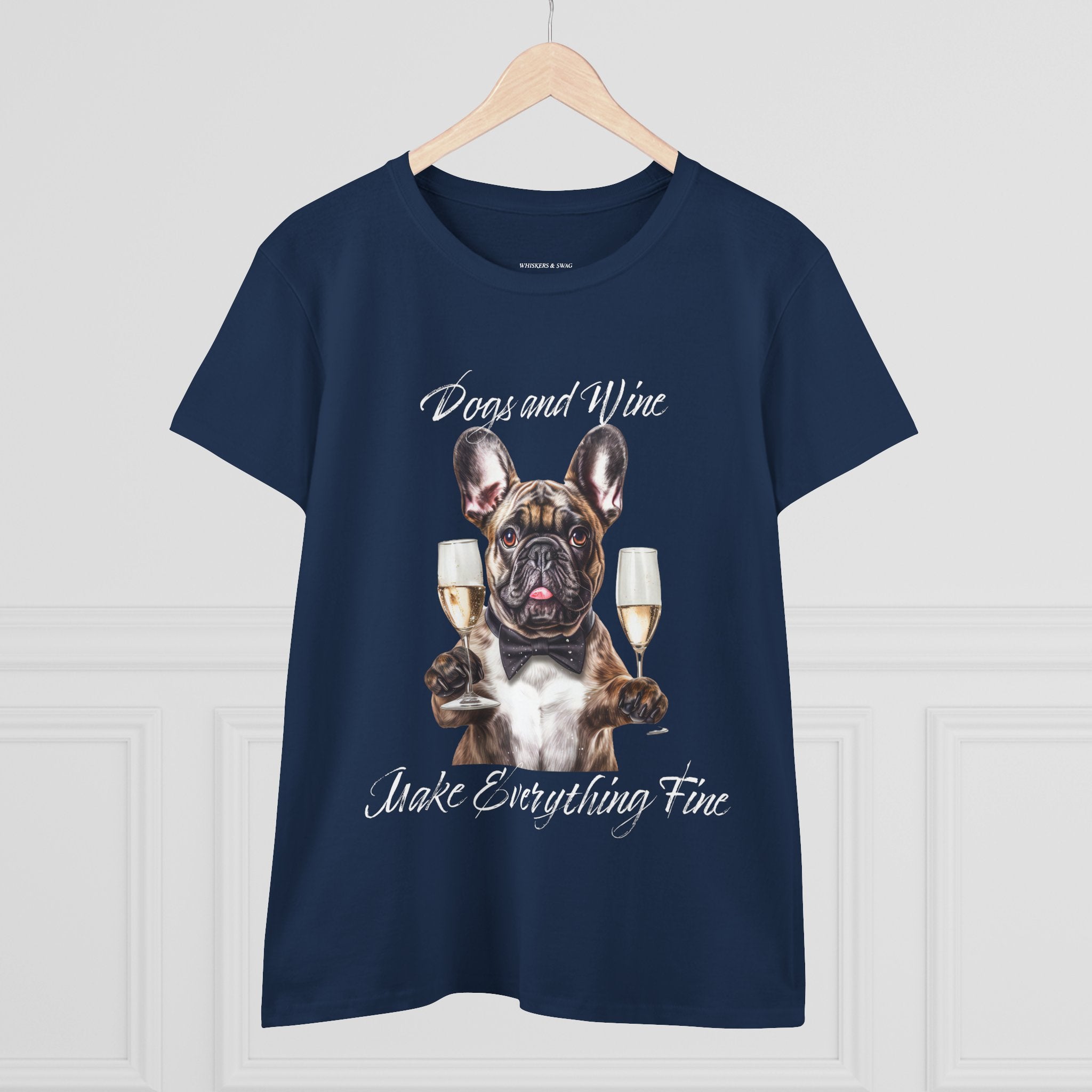 Tee French Bulldog Drinking Wine