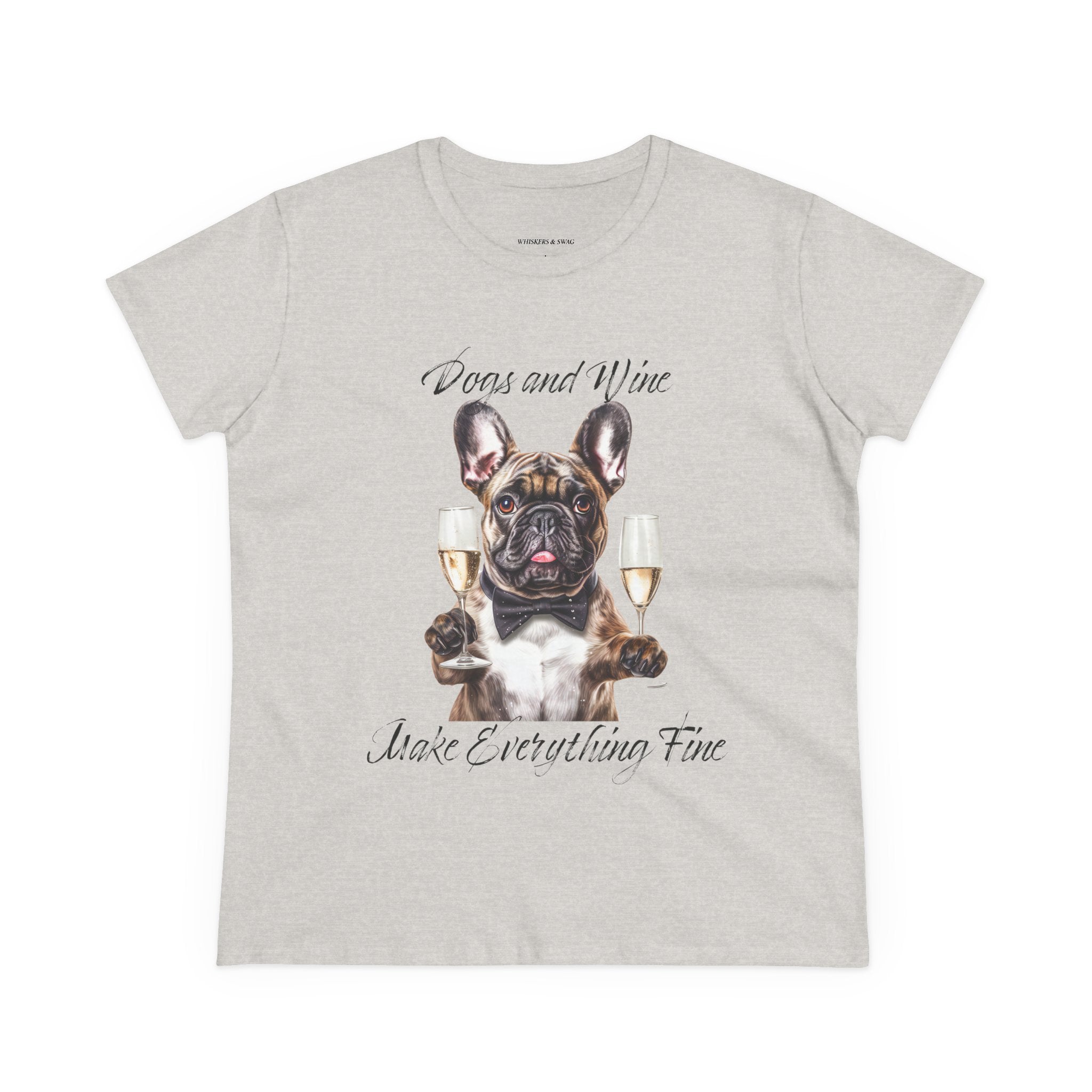 Tee French Bulldog Drinking Wine