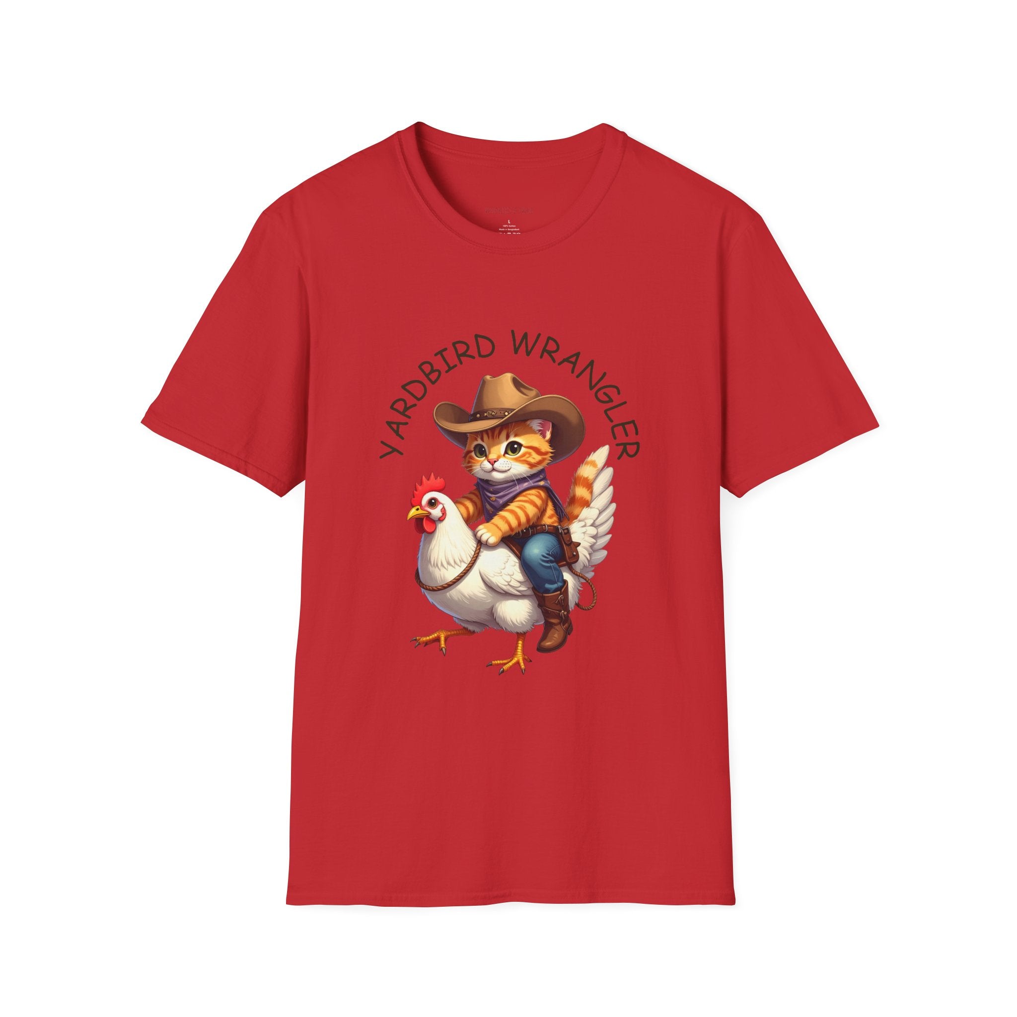 Chicken Wrangler T-Shirt — Cute Cowboy Cat Riding Chicken Graphic Tee