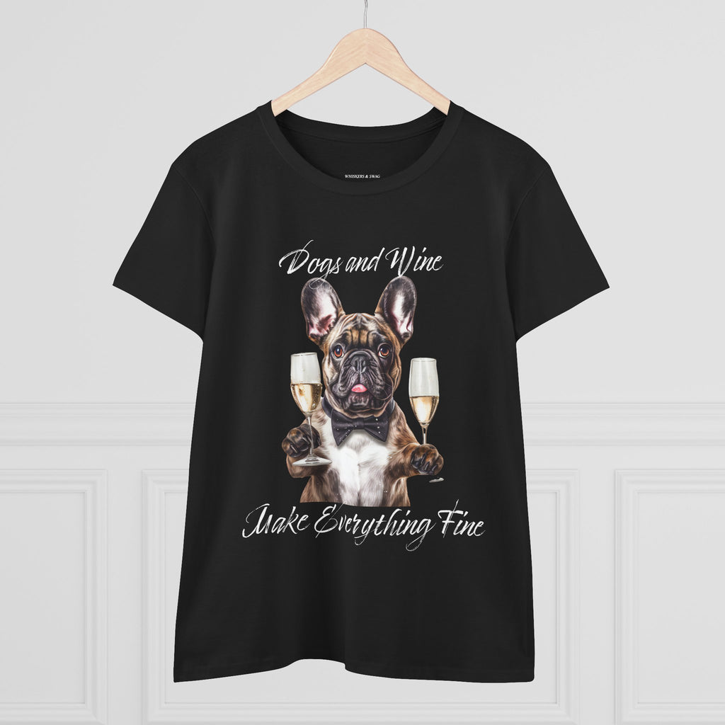 Tee French Bulldog Drinking Wine