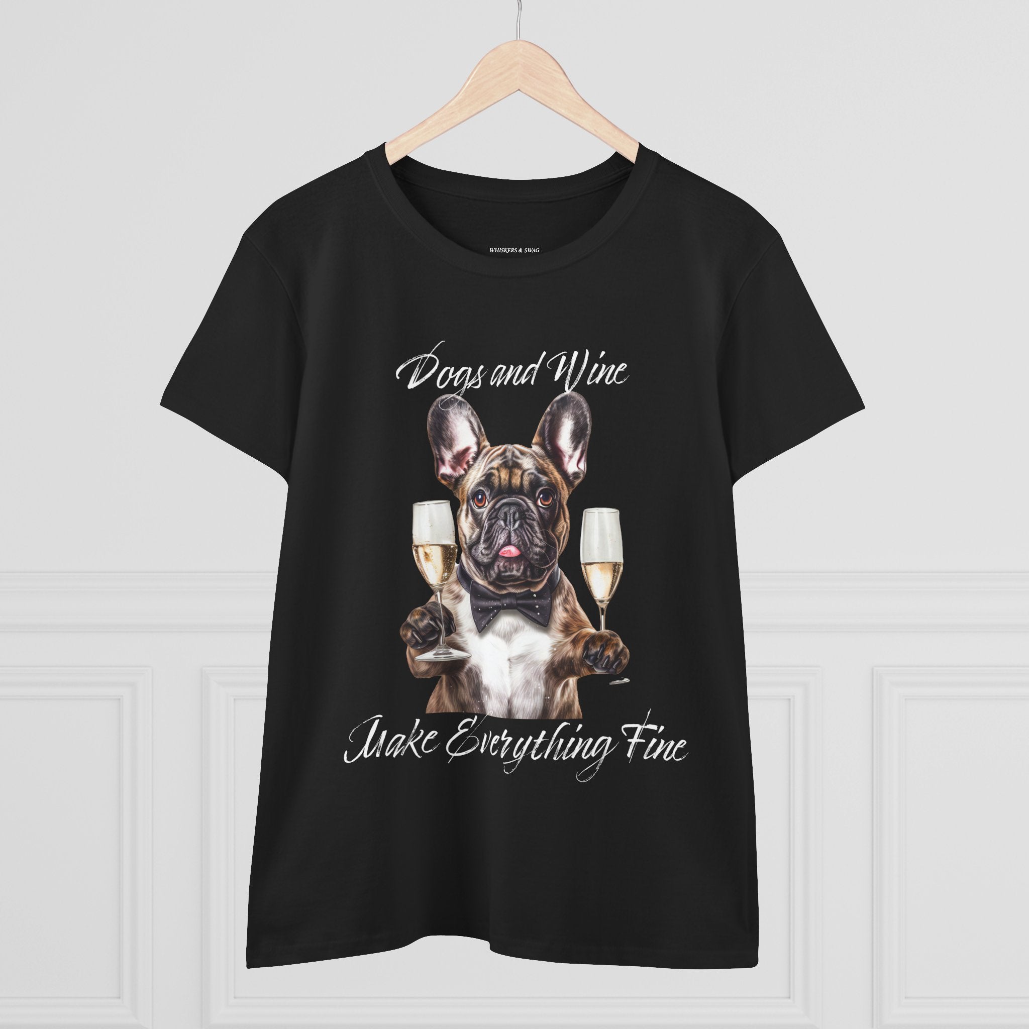 Tee French Bulldog Drinking Wine