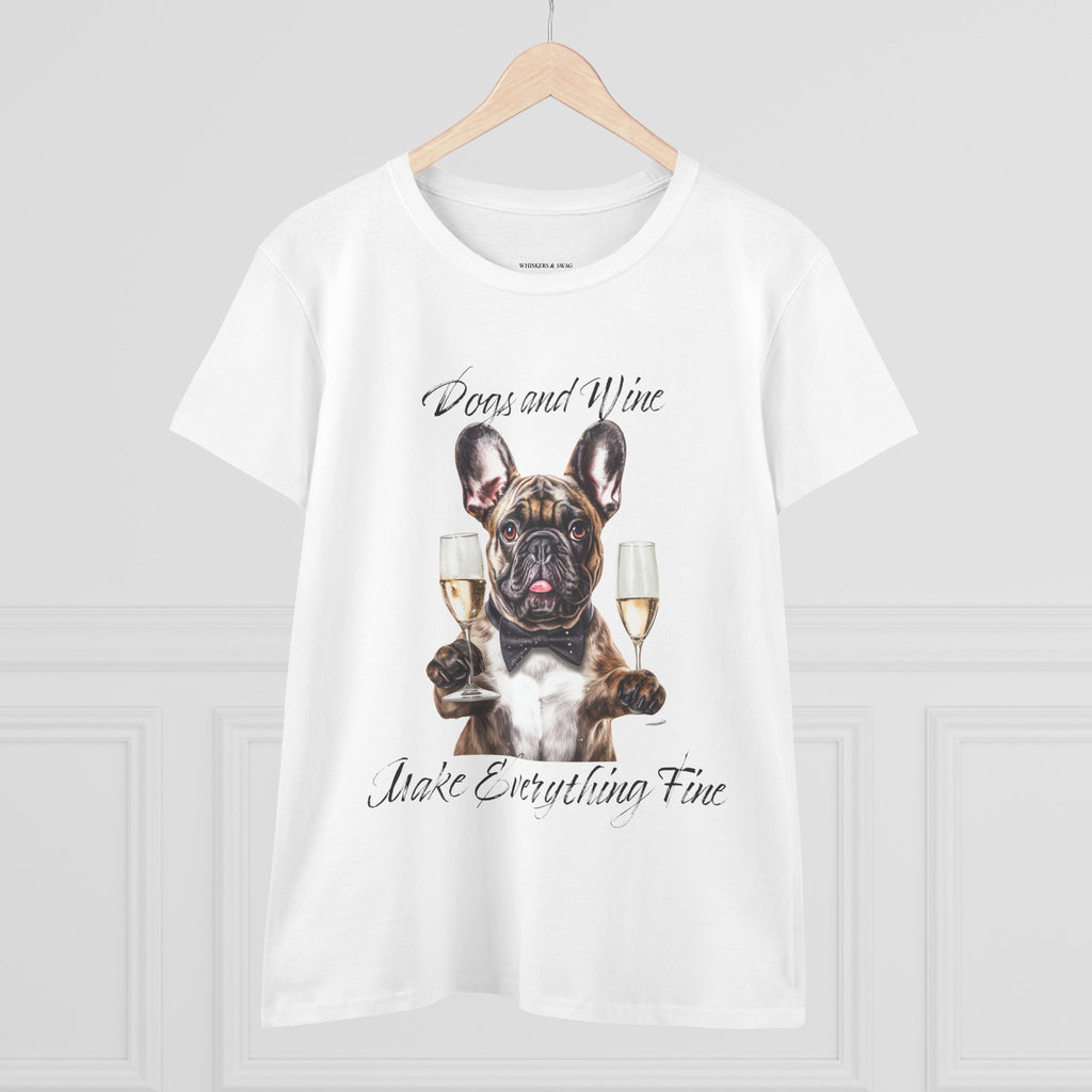 Tee French Bulldog Drinking Wine