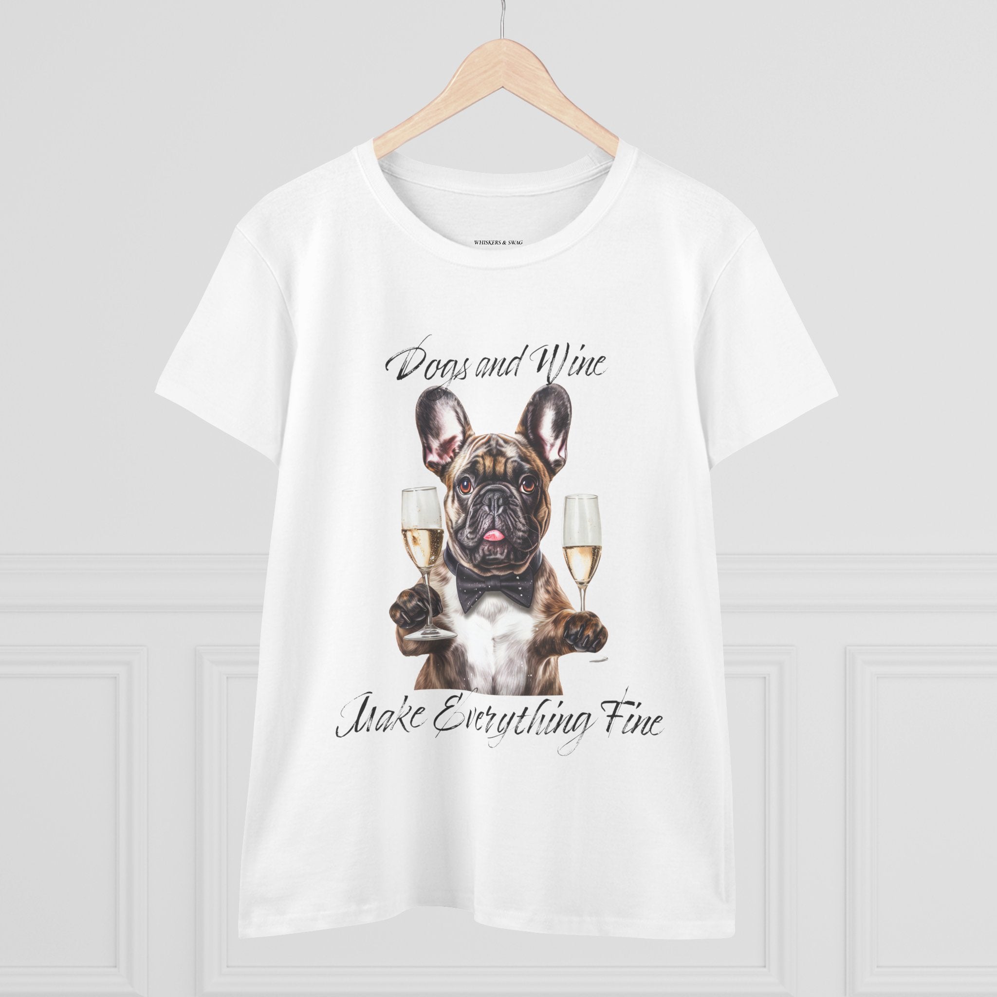 Tee French Bulldog Drinking Wine