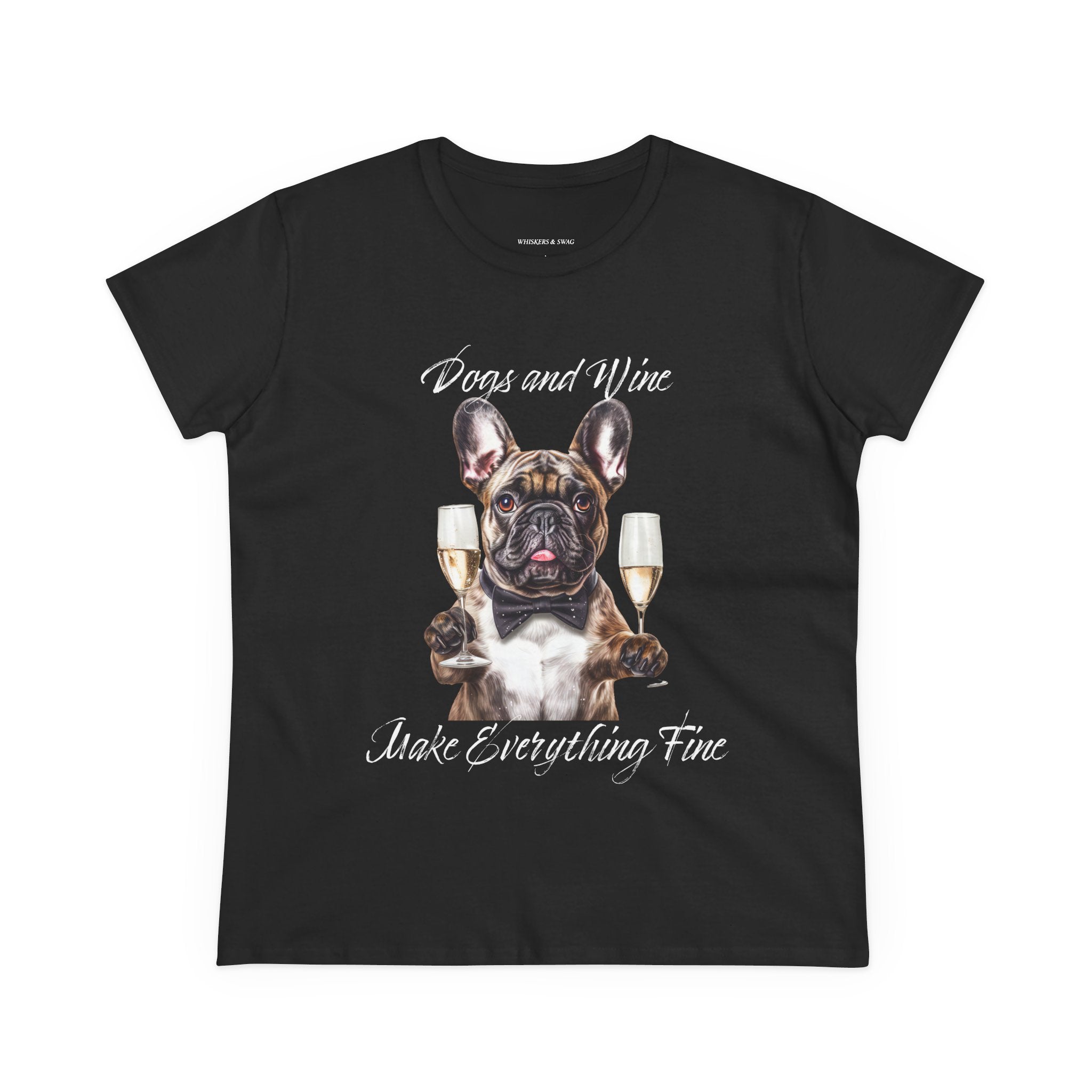 Tee French Bulldog Drinking Wine