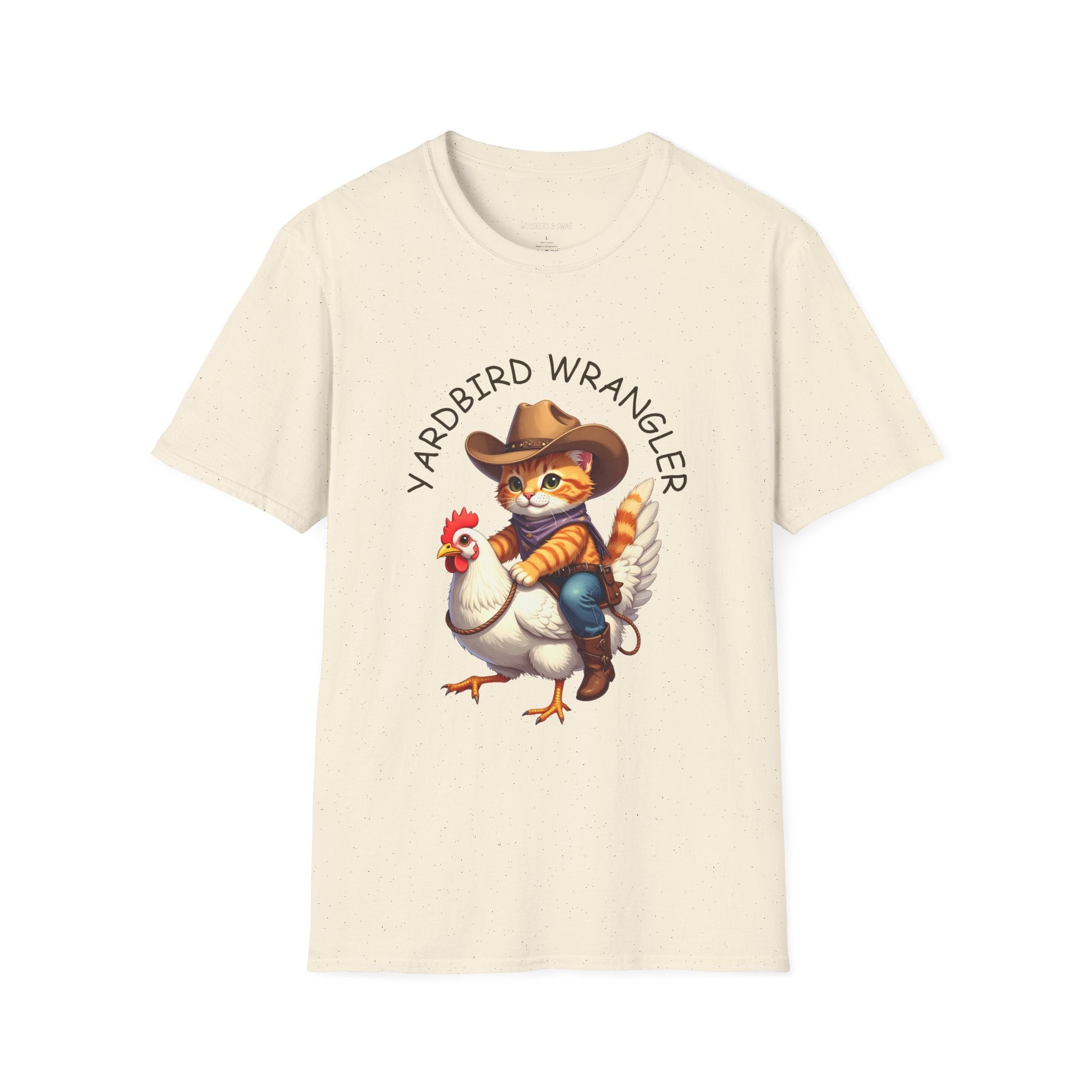 Chicken Wrangler T-Shirt — Cute Cowboy Cat Riding Chicken Graphic Tee